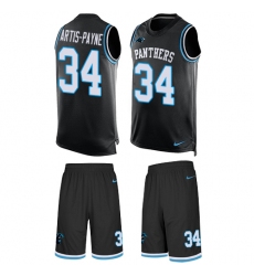 Men's Nike Carolina Panthers #34 Cameron Artis-Payne Limited Black Tank Top Suit NFL Jersey