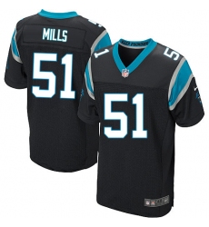 Men's Nike Carolina Panthers #51 Sam Mills Elite Black Team Color NFL Jersey