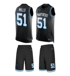Men's Nike Carolina Panthers #51 Sam Mills Limited Black Tank Top Suit NFL Jersey