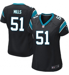 Women's Nike Carolina Panthers #51 Sam Mills Game Black Team Color NFL Jersey