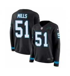 Women's Nike Carolina Panthers #51 Sam Mills Limited Black Therma Long Sleeve NFL Jersey