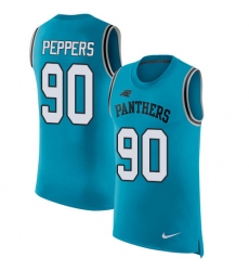Men's Nike Carolina Panthers #90 Julius Peppers Limited Blue Rush Player Name & Number Tank Top NFL Jersey