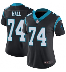 Women's Nike Carolina Panthers #74 Daeshon Hall Elite Black Team Color NFL Jersey
