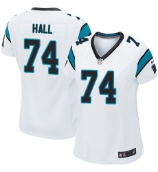 Women's Nike Carolina Panthers #74 Daeshon Hall Game White NFL Jersey