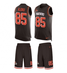 Men's Nike Cleveland Browns #85 David Njoku Limited Brown Tank Top Suit NFL Jersey