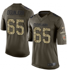 Men's Nike Cleveland Browns #65 Larry Ogunjobi Elite Green Salute to Service NFL Jersey