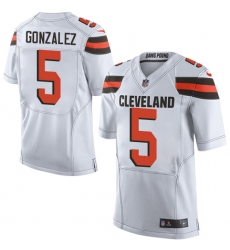 Men's Nike Cleveland Browns #5 Zane Gonzalez Elite White NFL Jersey