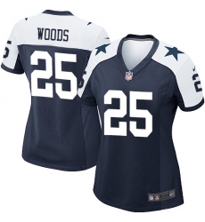 Women's Nike Dallas Cowboys #25 Xavier Woods Game Navy Blue Throwback Alternate NFL Jersey