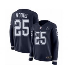 Women's Nike Dallas Cowboys #25 Xavier Woods Limited Navy Blue Therma Long Sleeve NFL Jersey