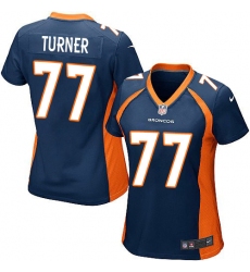 Women's Nike Denver Broncos #77 Billy Turner Game Navy Blue Alternate NFL Jersey