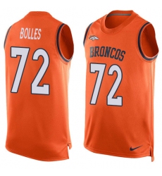 Men's Nike Denver Broncos #72 Garett Bolles Limited Orange Player Name & Number Tank Top NFL Jersey