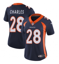 Women's Nike Denver Broncos #28 Jamaal Charles Elite Navy Blue Alternate NFL Jersey