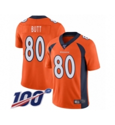 Men's Denver Broncos #80 Jake Butt Orange Team Color Vapor Untouchable Limited Player 100th Season Football Jersey