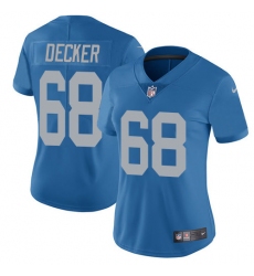 Women's Nike Detroit Lions #68 Taylor Decker Elite Blue Alternate NFL Jersey
