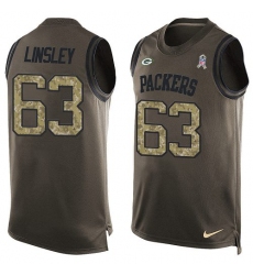 Men's Nike Green Bay Packers #63 Corey Linsley Limited Green Salute to Service Tank Top NFL Jersey