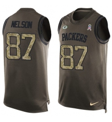 Men's Nike Green Bay Packers #87 Jordy Nelson Limited Green Salute to Service Tank Top NFL Jersey