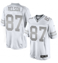 Men's Nike Green Bay Packers #87 Jordy Nelson Limited White Platinum NFL Jersey