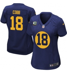 Women's Nike Green Bay Packers #18 Randall Cobb Elite Navy Blue Alternate C Patch NFL Jersey