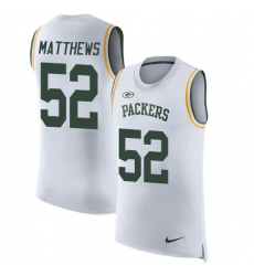 Men's Nike Green Bay Packers #52 Clay Matthews Limited White Rush Player Name & Number Tank Top NFL Jersey