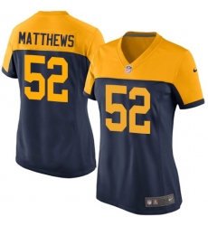Women's Nike Green Bay Packers #52 Clay Matthews Game Navy Blue Alternate NFL Jersey
