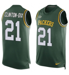 Men's Nike Green Bay Packers #21 Ha Ha Clinton-Dix Limited Green Player Name & Number Tank Top NFL Jersey
