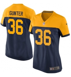 Women's Nike Green Bay Packers #36 LaDarius Gunter Elite Navy Blue Alternate NFL Jersey