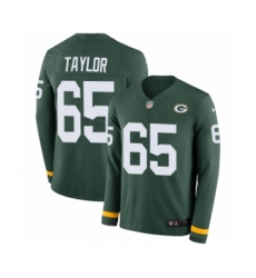 Youth Nike Green Bay Packers #65 Lane Taylor Limited Green Therma Long Sleeve NFL Jersey