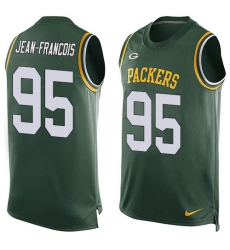 Men's Nike Green Bay Packers #95 Ricky Jean-Francois Limited Green Player Name & Number Tank Top NFL Jersey