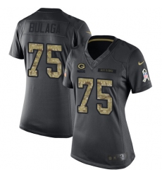 Women's Nike Green Bay Packers #75 Bryan Bulaga Limited Black 2016 Salute to Service NFL Jersey