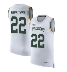 Men's Nike Green Bay Packers #22 Aaron Ripkowski Limited White Rush Player Name & Number Tank Top NFL Jersey