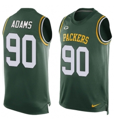 Men's Nike Green Bay Packers #90 Montravius Adams Limited Green Player Name & Number Tank Top NFL Jersey