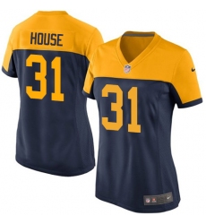 Women's Nike Green Bay Packers #31 Davon House Elite Navy Blue Alternate NFL Jersey