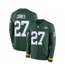 Men's Nike Green Bay Packers #27 Josh Jones Limited Green Therma Long Sleeve NFL Jersey