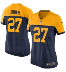Women's Nike Green Bay Packers #27 Josh Jones Elite Navy Blue Alternate NFL Jersey
