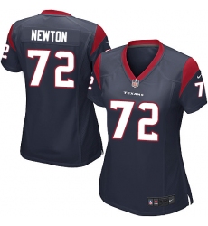 Women's Nike Houston Texans #72 Derek Newton Game Navy Blue Team Color NFL Jersey
