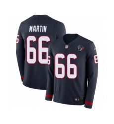 Men's Nike Houston Texans #66 Nick Martin Limited Navy Blue Therma Long Sleeve NFL Jersey