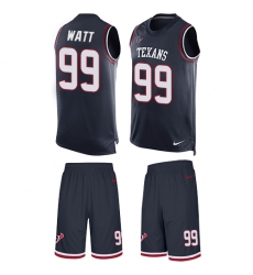 Men's Nike Houston Texans #99 J.J. Watt Limited Navy Blue Tank Top Suit NFL Jersey