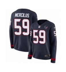 Women's Nike Houston Texans #59 Whitney Mercilus Limited Navy Blue Therma Long Sleeve NFL Jersey