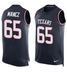 Men's Nike Houston Texans #65 Greg Mancz Limited Navy Blue Player Name & Number Tank Top NFL Jersey