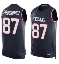 Men's Nike Houston Texans #87 C.J. Fiedorowicz Limited Navy Blue Player Name & Number Tank Top NFL Jersey