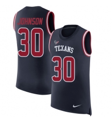 Men's Nike Houston Texans #30 Kevin Johnson Limited Navy Blue Rush Player Name & Number Tank Top NFL Jersey