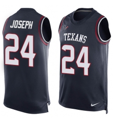 Men's Nike Houston Texans #24 Johnathan Joseph Limited Navy Blue Player Name & Number Tank Top NFL Jersey