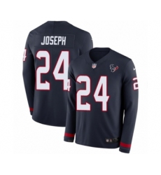 Men's Nike Houston Texans #24 Johnathan Joseph Limited Navy Blue Therma Long Sleeve NFL Jersey