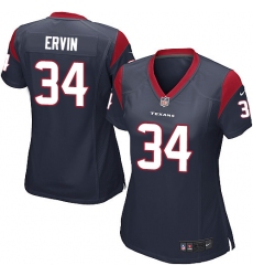 Women's Nike Houston Texans #34 Tyler Ervin Game Navy Blue Team Color NFL Jersey