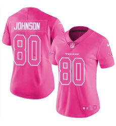 Women's Nike Houston Texans #80 Andre Johnson Limited Pink Rush Fashion NFL Jersey