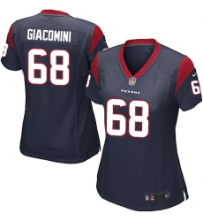 Women's Nike Houston Texans #68 Breno Giacomini Game Navy Blue Team Color NFL Jersey