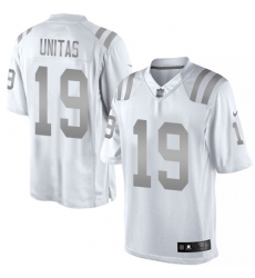 Men's Nike Indianapolis Colts #19 Johnny Unitas Limited White Platinum NFL Jersey