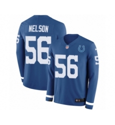 Youth Nike Indianapolis Colts #74 Anthony Castonzo Limited Blue Therma Long Sleeve NFL Jersey