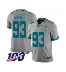 Youth Jacksonville Jaguars #93 Calais Campbell Silver Inverted Legend Limited 100th Season Football Jersey