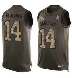 Men's Nike Jacksonville Jaguars #14 Justin Blackmon Limited Green Salute to Service Tank Top NFL Jersey
